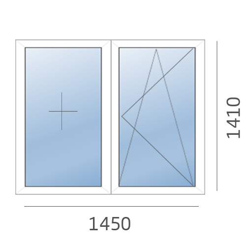 окно двухстворчатое РЕХАУ 1450*1410