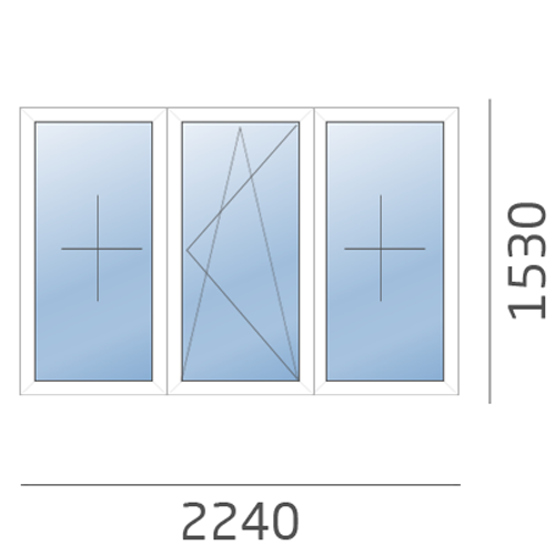 окно трехстворчатое 2240x1530 в 504 серию