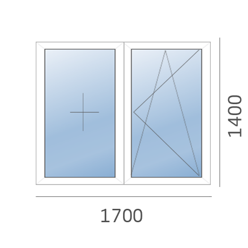 окно двустворчатое в 606 серию