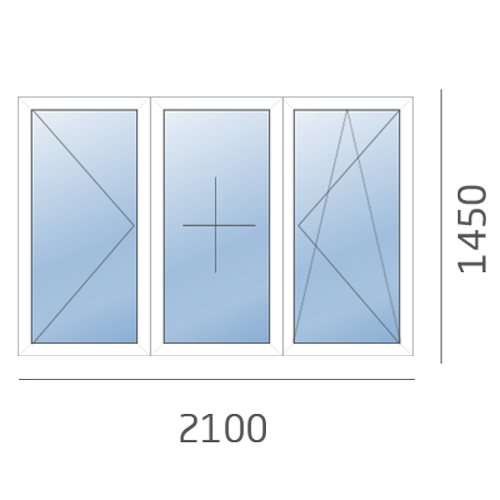 окно трехстворчатое в 606 серию
