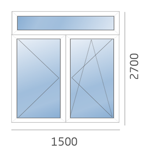 окно пластиковое в сталинку 1500×2700